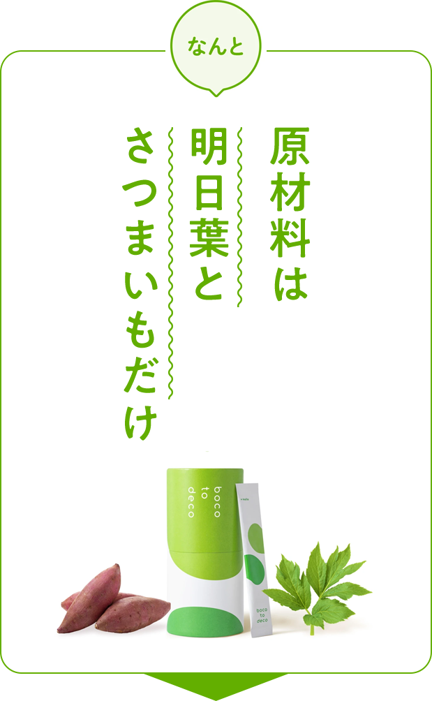 原材料は明日葉とさつまいもだけ