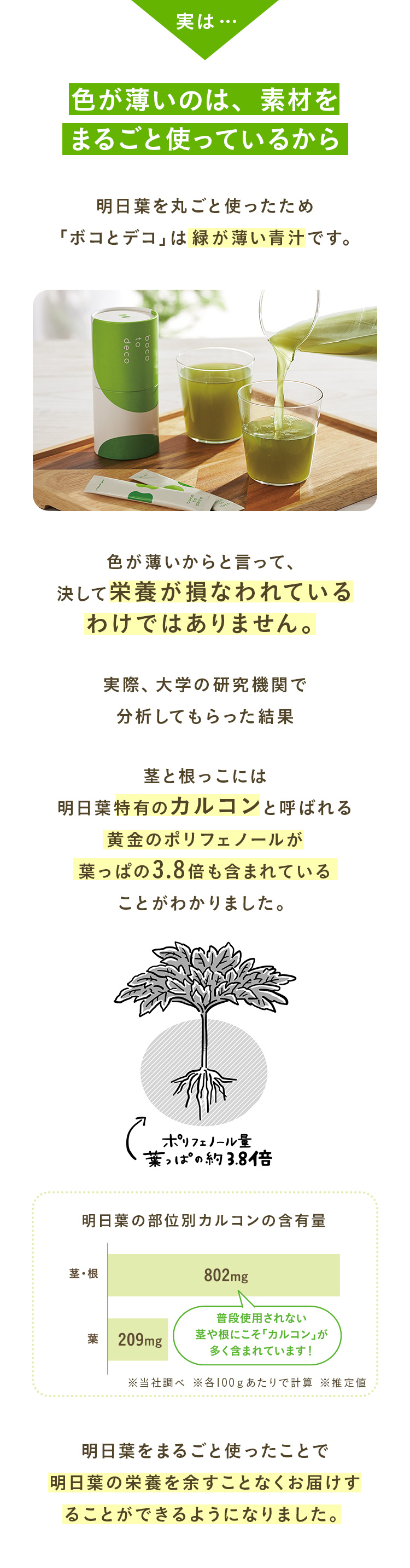 色が薄いのは、素材をまるごと使っているから