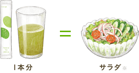 サラダ一皿※分と同量の食物繊維量