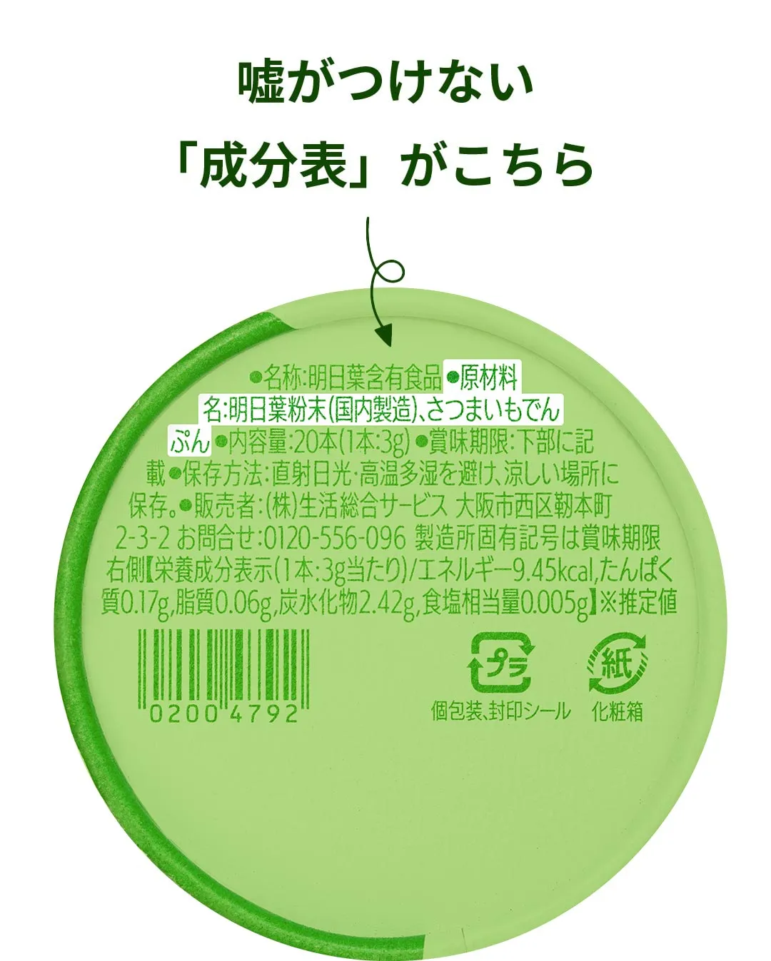 嘘がつけない「成分表」がこちら