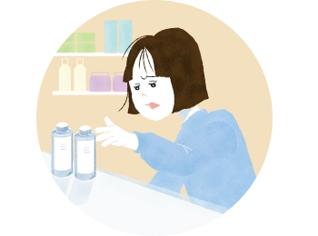 コスメショップを訪問しているイラスト
