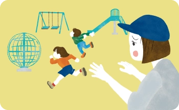公園でヘロヘロになっているイラスト