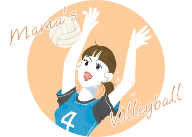 ママさんバレーをする先輩のイラスト
