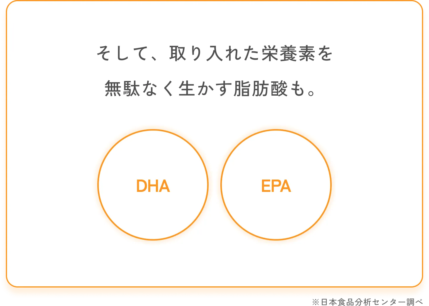そして、取り入れた栄養素を無駄なく生かす脂肪酸も。